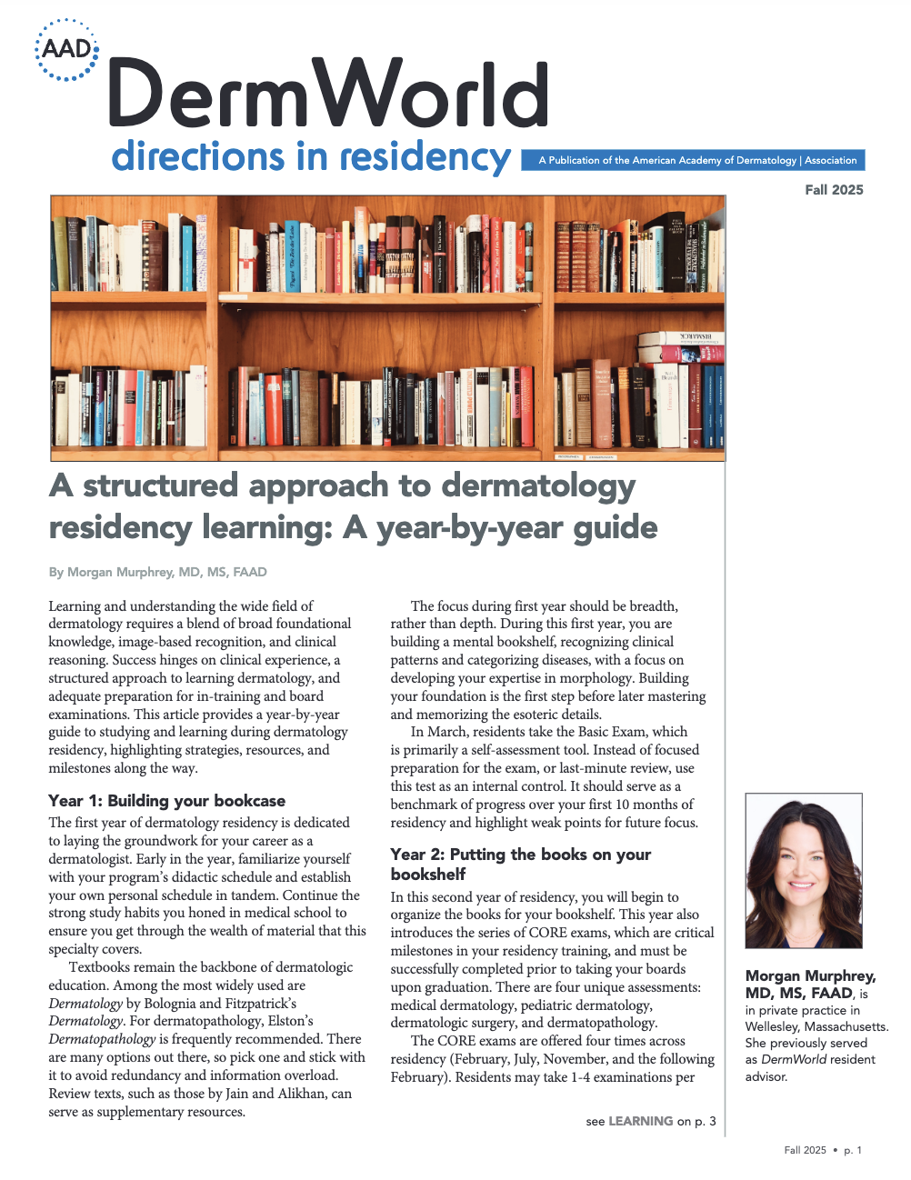 DermWorld Directions in Residency, Fall 2025 cover